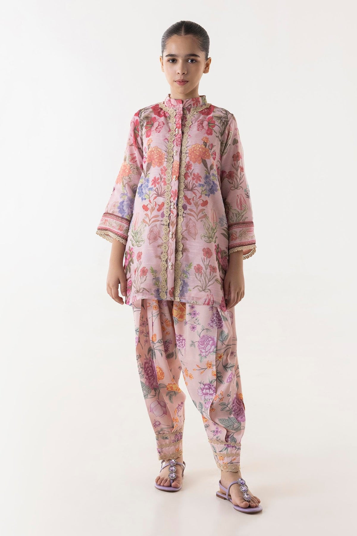 Stitched Kids Embroidered Shirt + Bottom