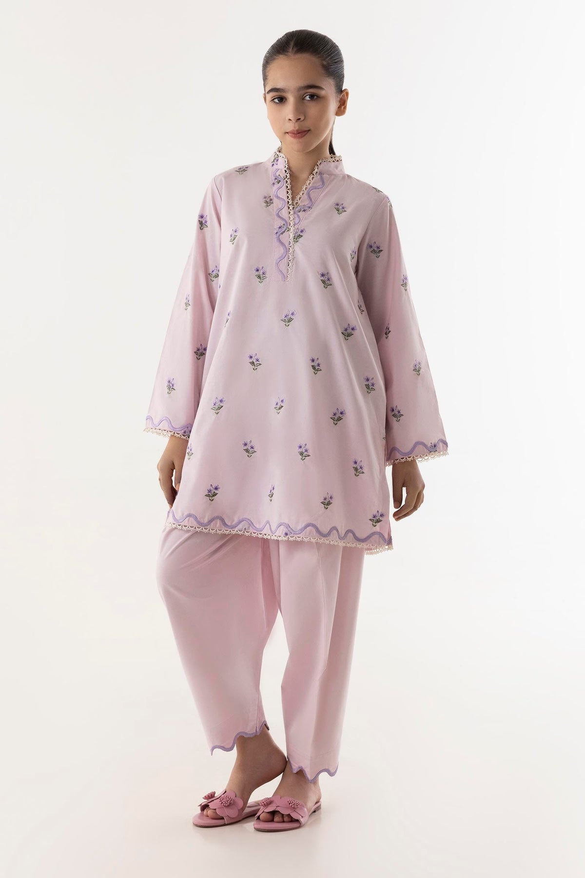 Stitched Kids Embroidered Lawn Shirt + Bottom