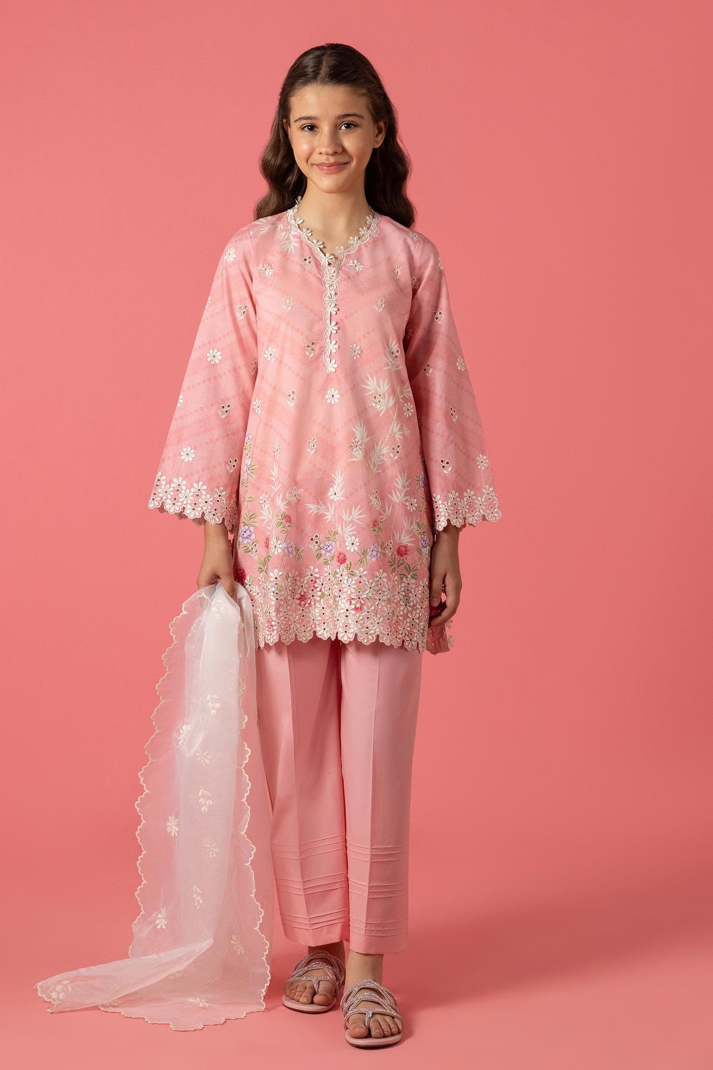 Stitched Kids Embroidered Lawn Suit