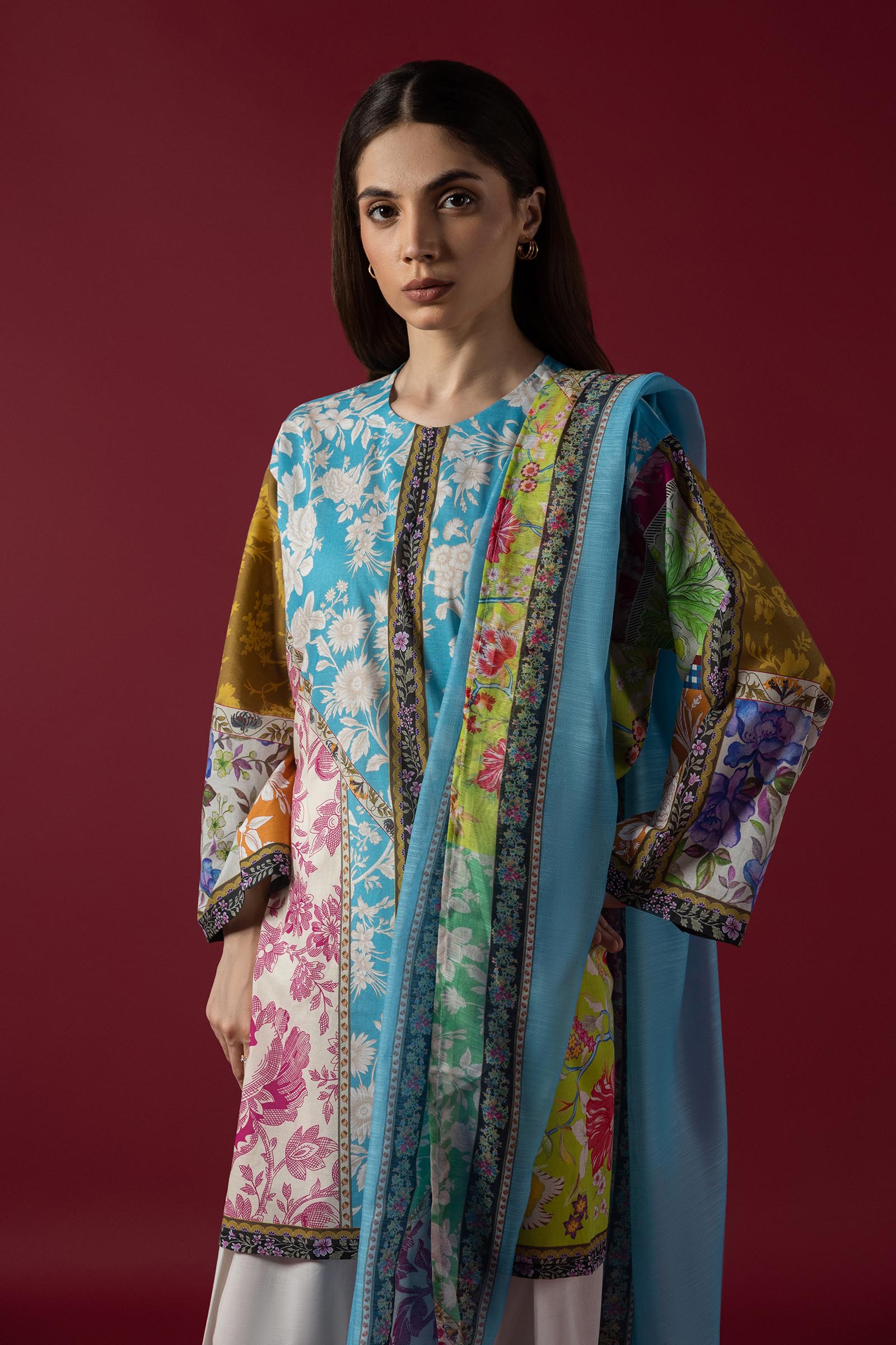 Stitched Mahay Lawn Shirt + Dupatta