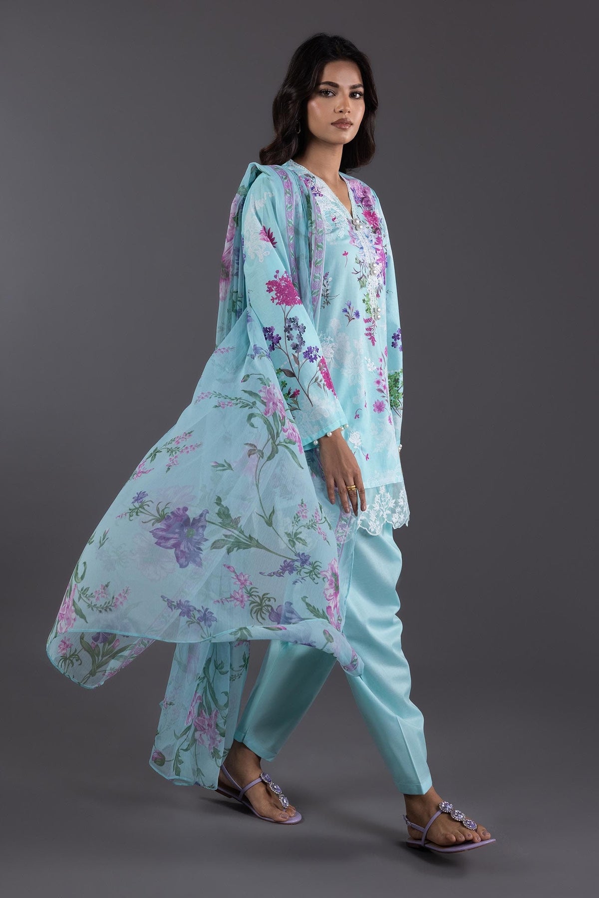 Stitched Dyed Lawn Shalwar