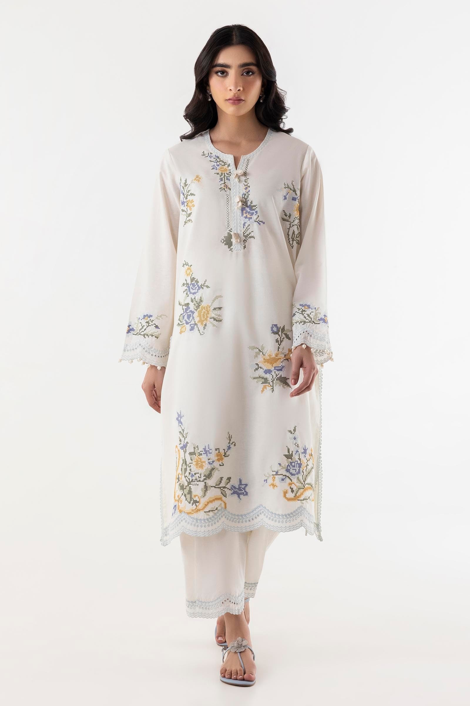 Stitched Lawn Embroidered Shirt