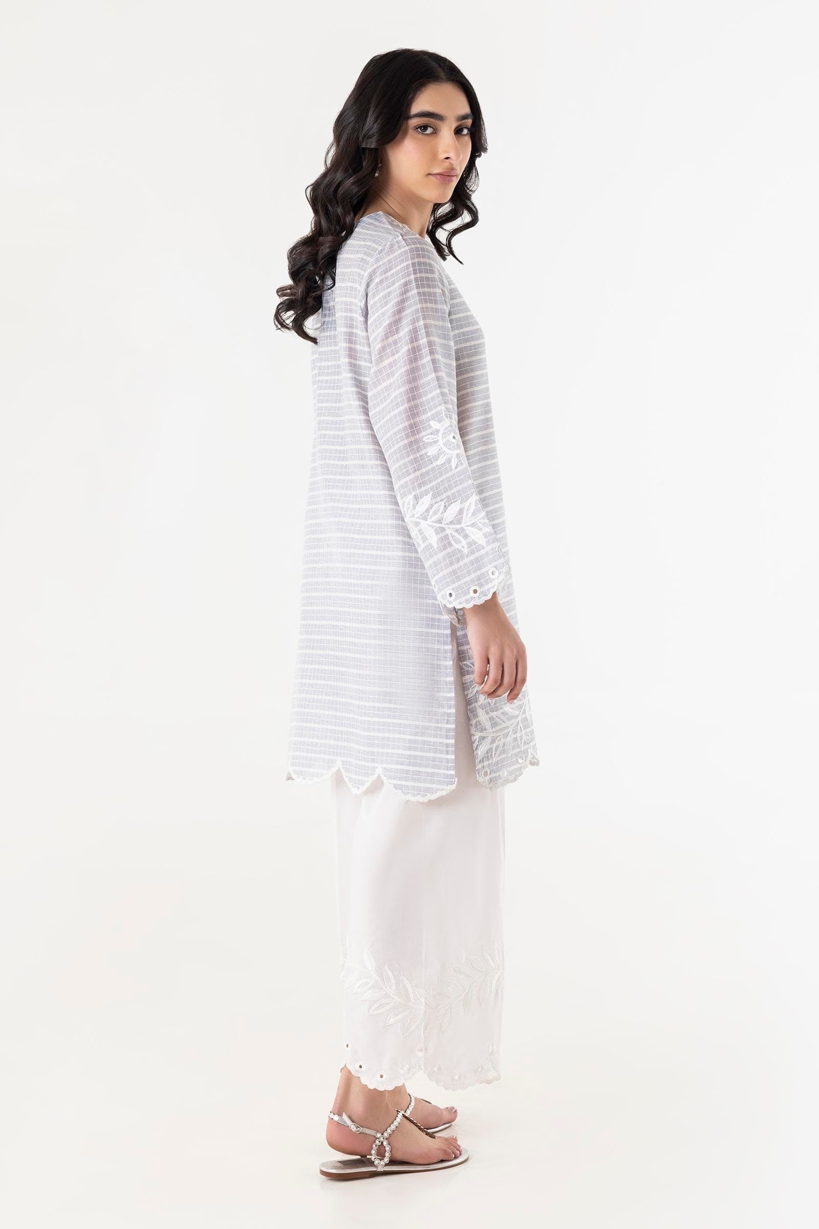 Stitched Chambrey Embroidered Shirt