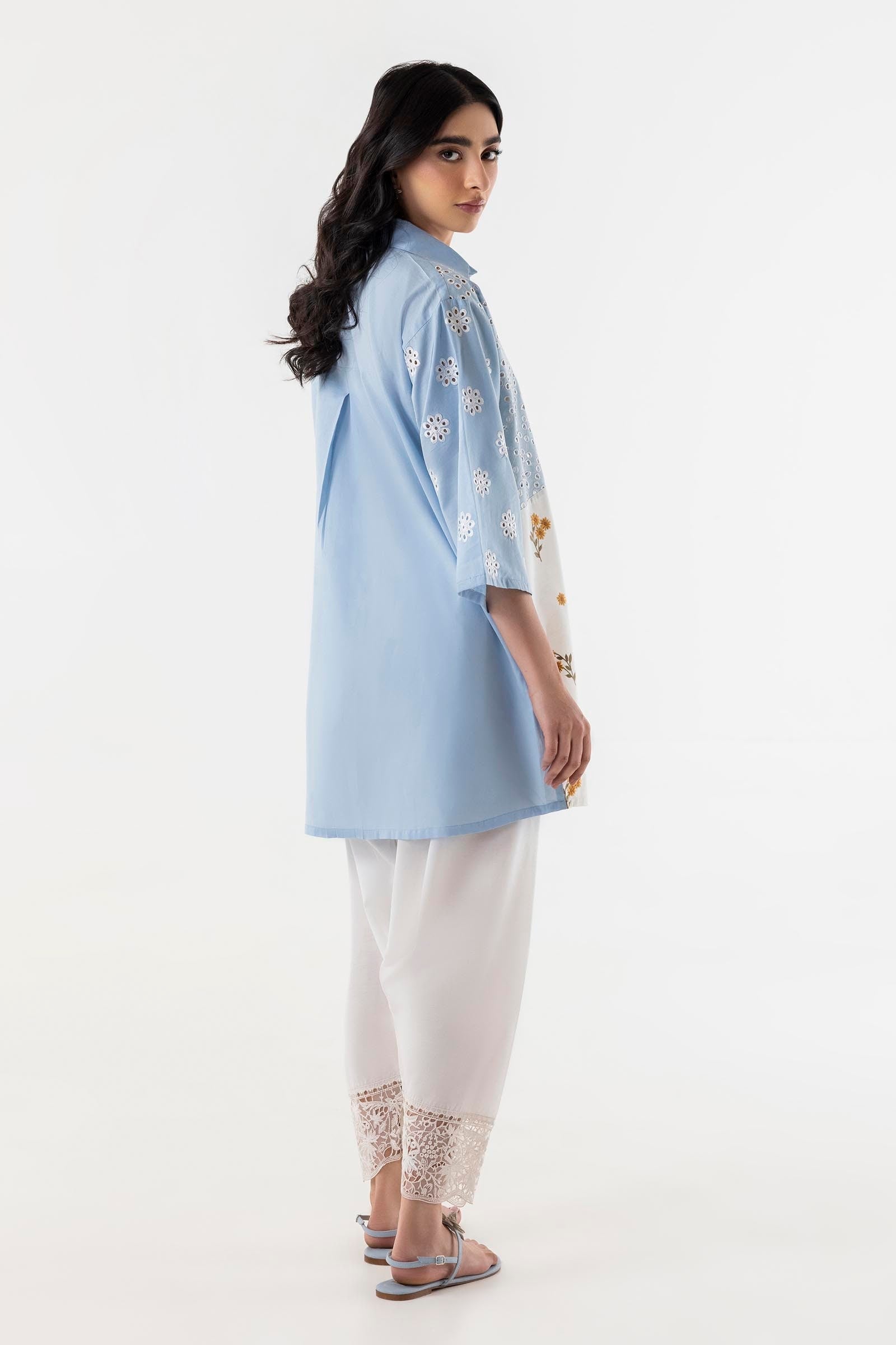 Stitched Lawn Embroidered Boxy Shirt