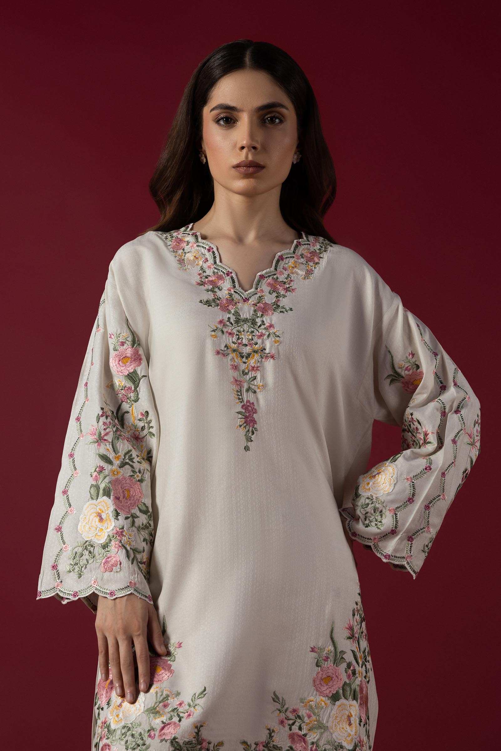 Stitched Viscose Embroidered Shirt + Shalwar