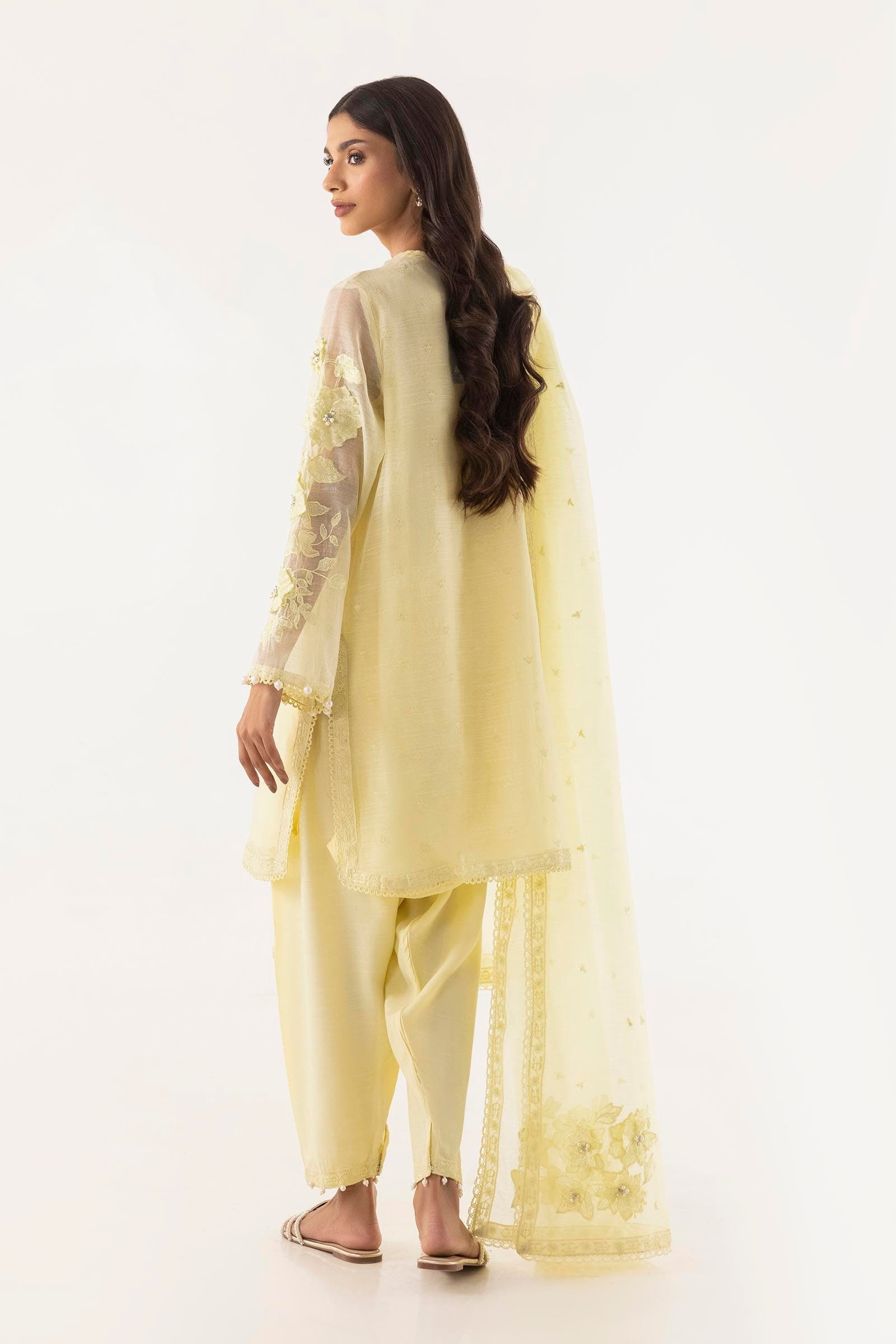 Stitched Embroidered Cotton Shirt + Shalwar + Dupatta