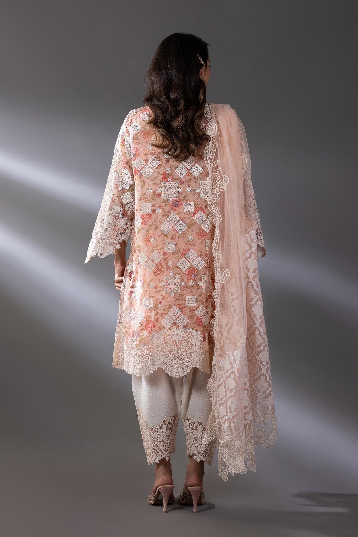 Stitched Embroidered Organza & Net Dupatta