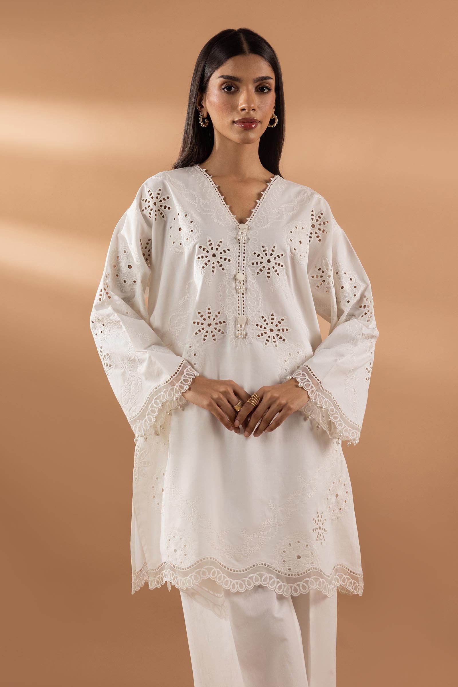 Stitched Lawn Embroidered Shirt + Culotte