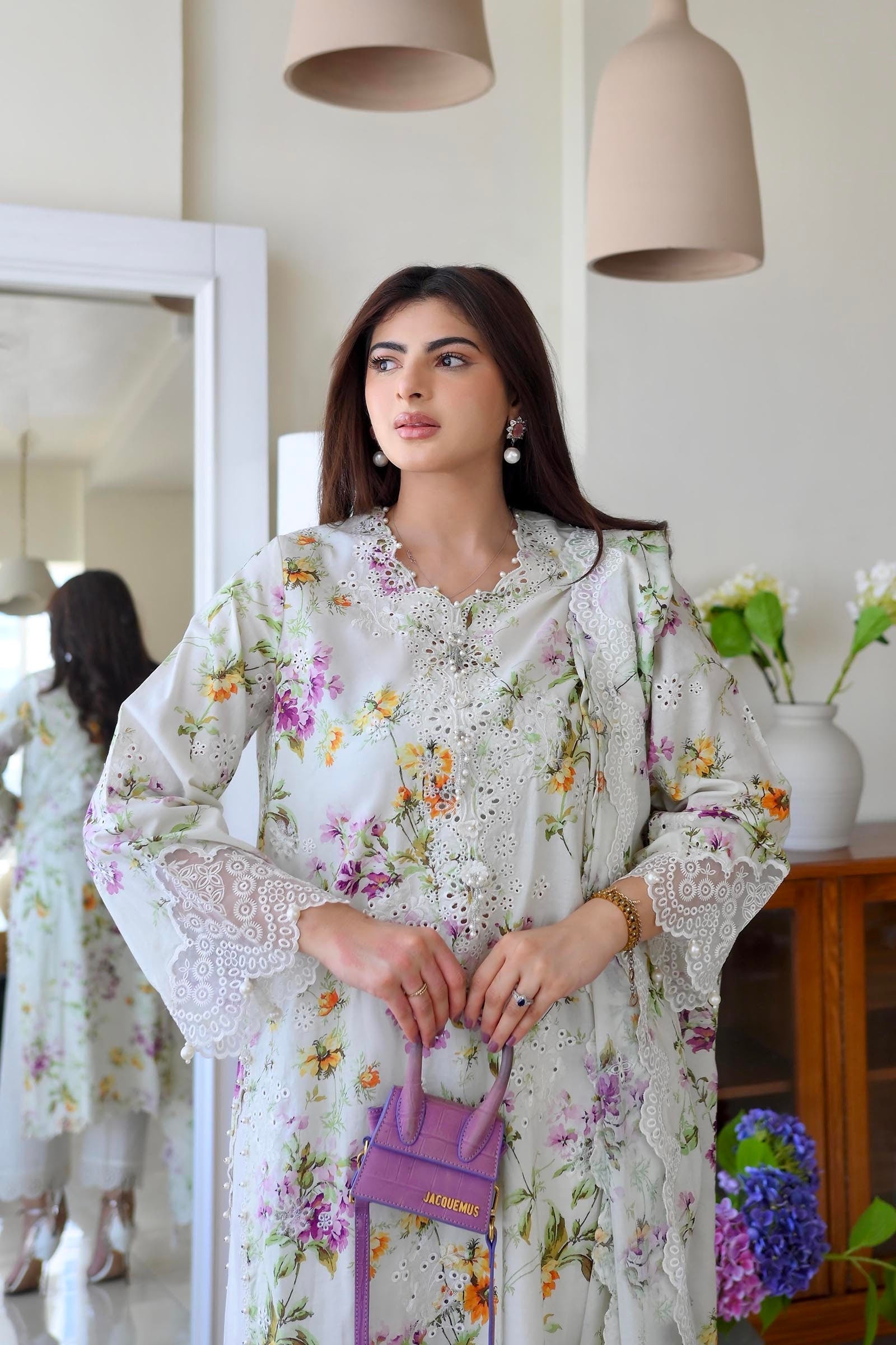 Stitched Lawn Embroidered Shirt + Dupatta