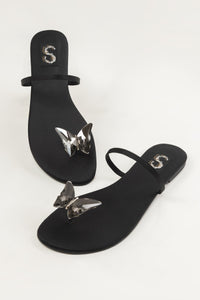 Black Butterfly Toering Flats