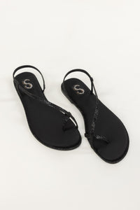 Black Diamante Flats