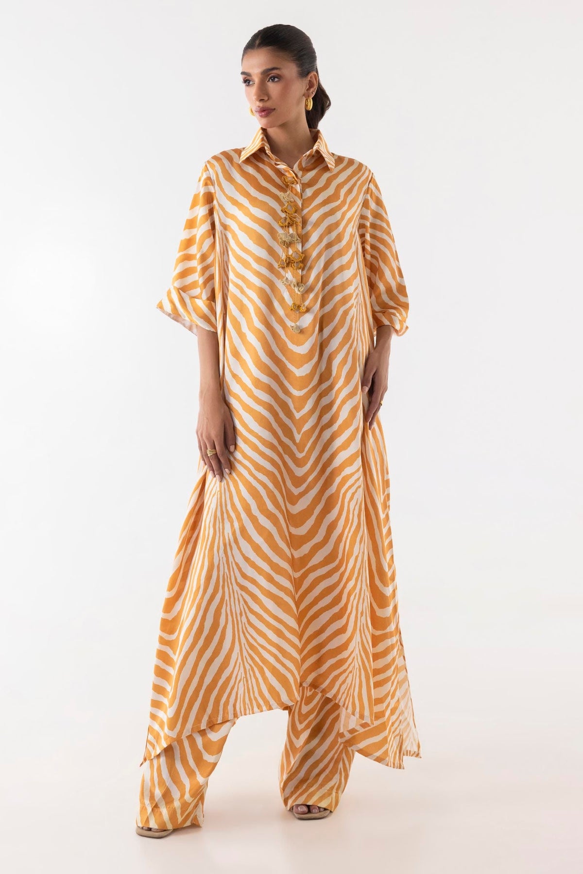 Stitched Striped Printed Shirt + Culotte