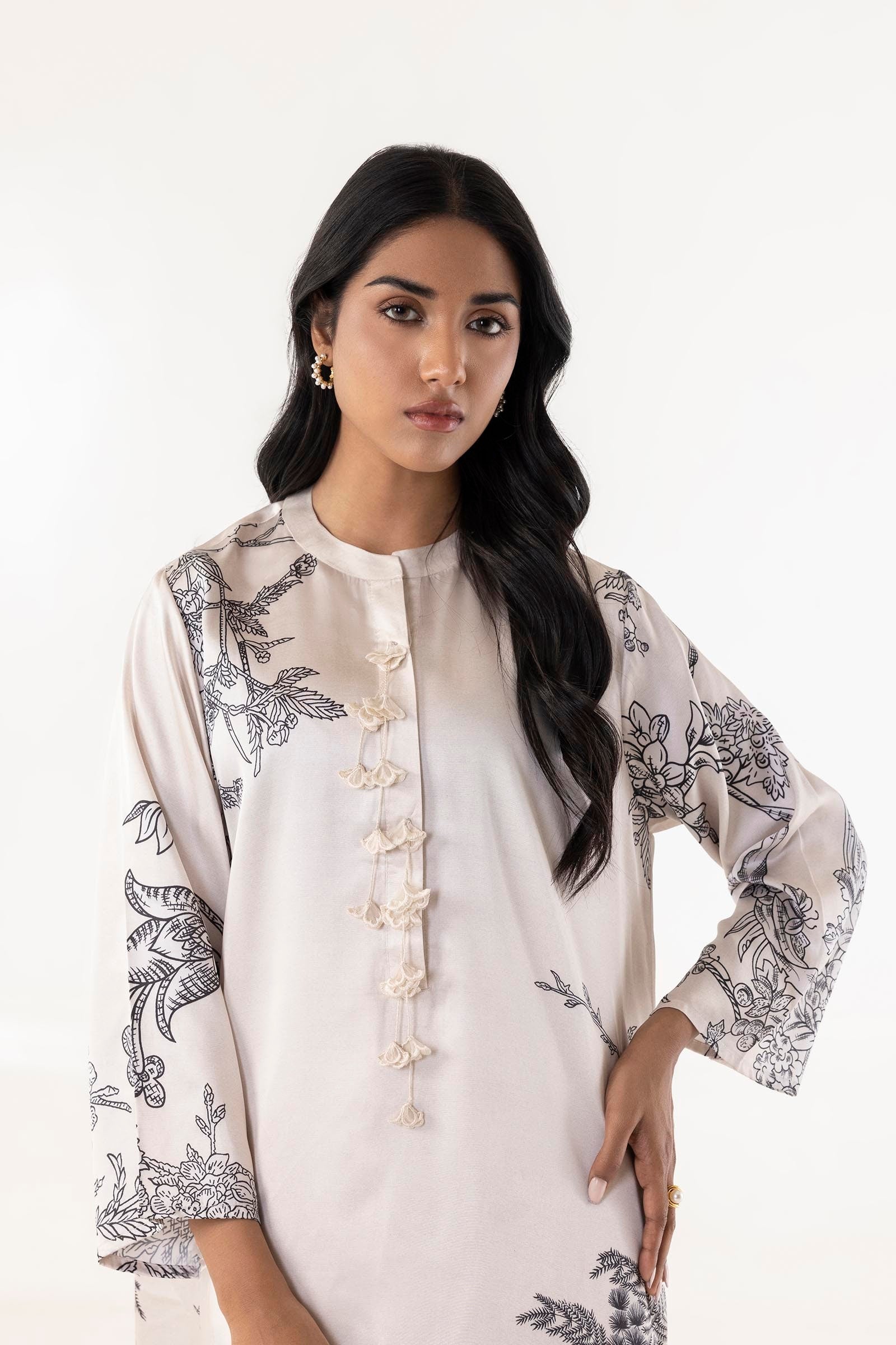 Stitched Satin Shirt + Culotte