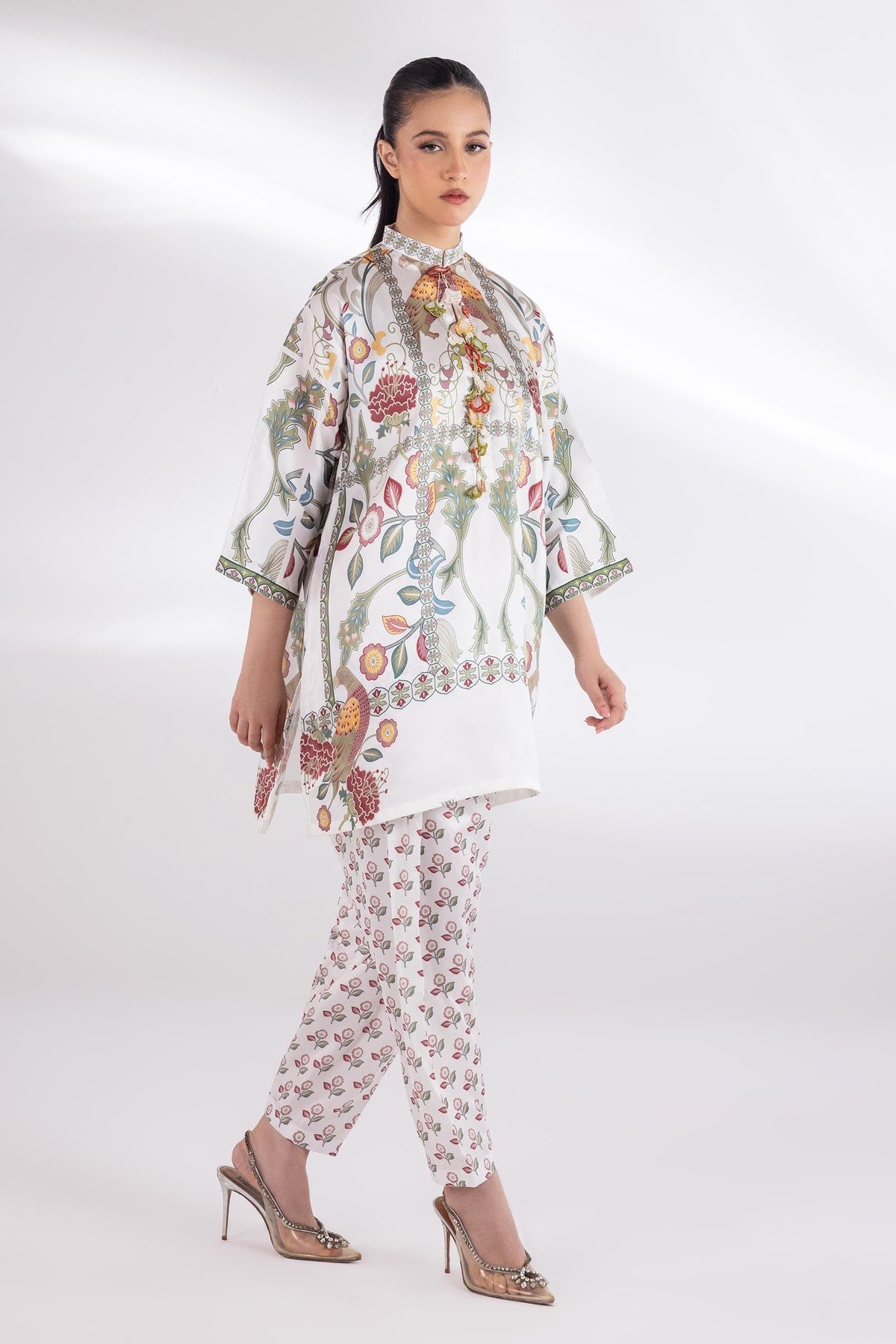 Stitched Printed Satin Shalwar