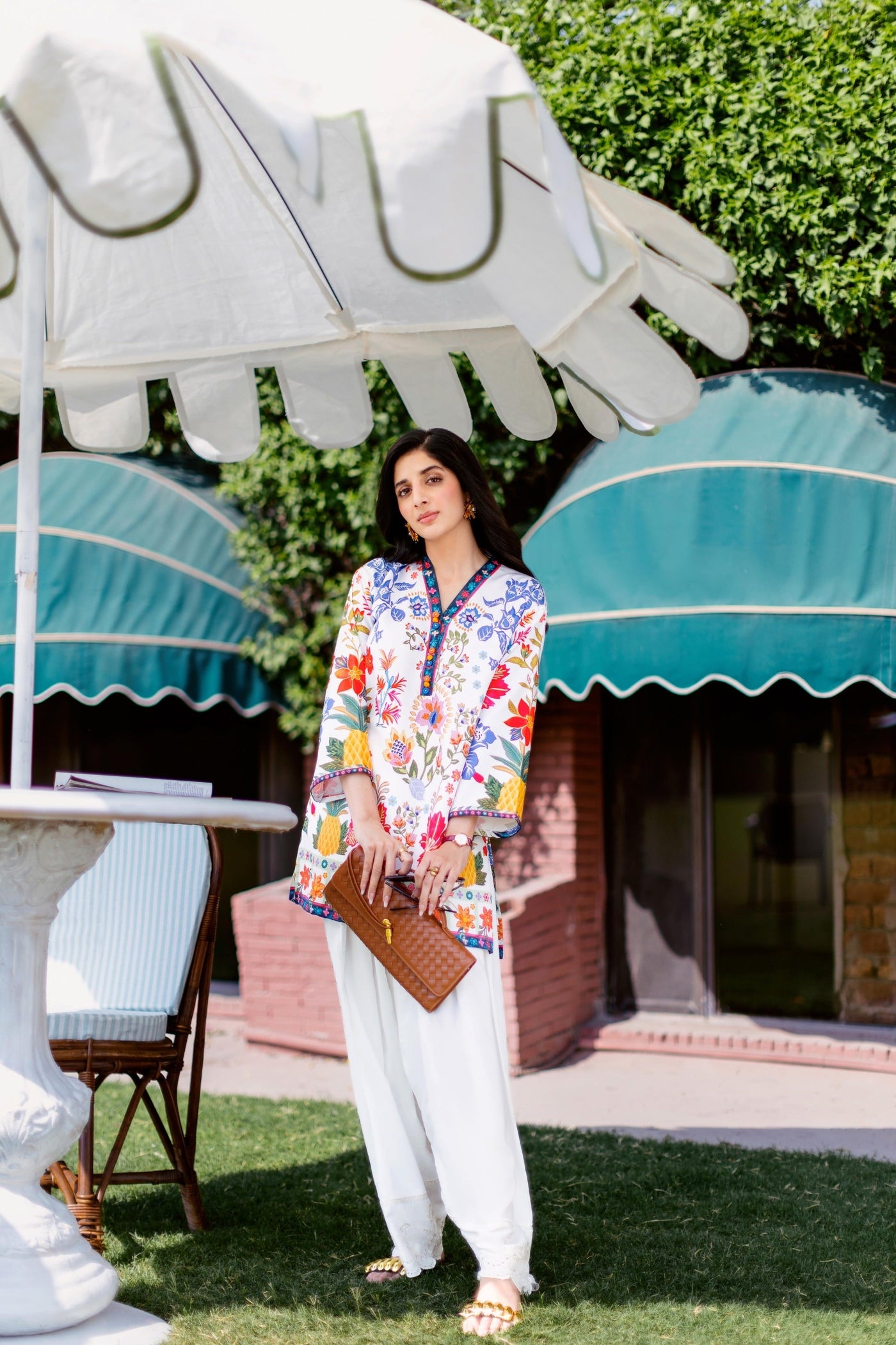 Stitched Embroidered Linen Shalwar