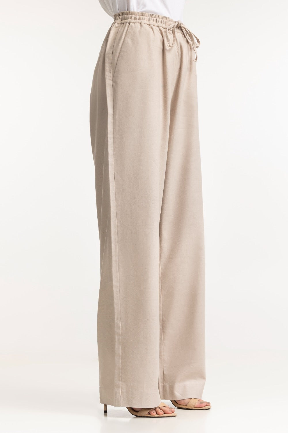Straight Fit Cotton Len Blend Trouser