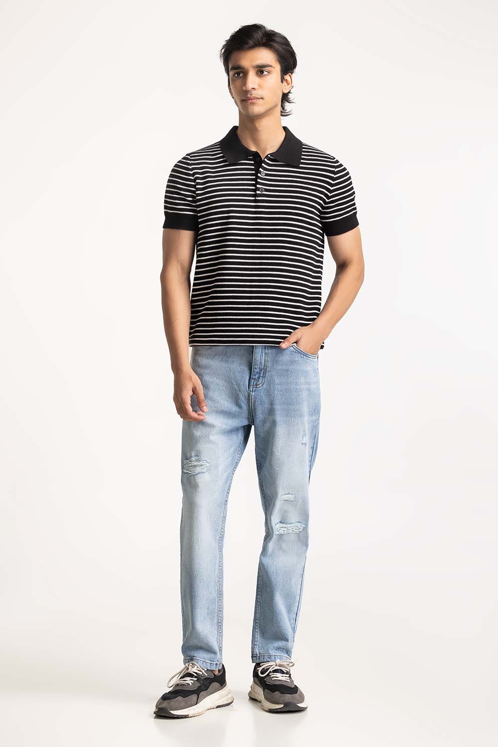 Striped Knit Polo