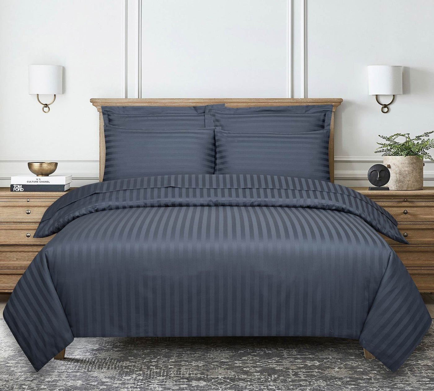 Stromy Stripe Satin T-250 Quilt Cover Set