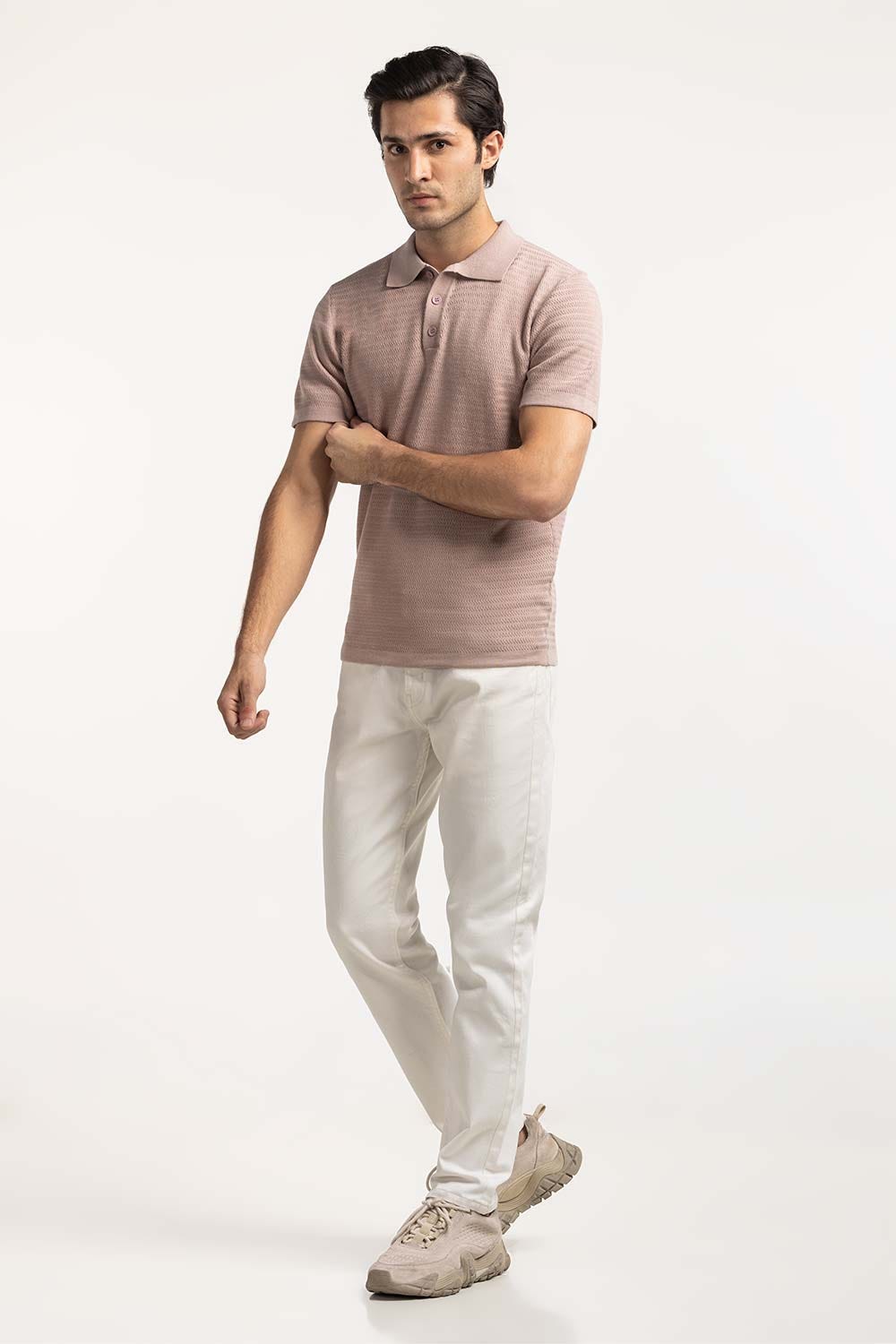 Sweater Knit Textured Polo
