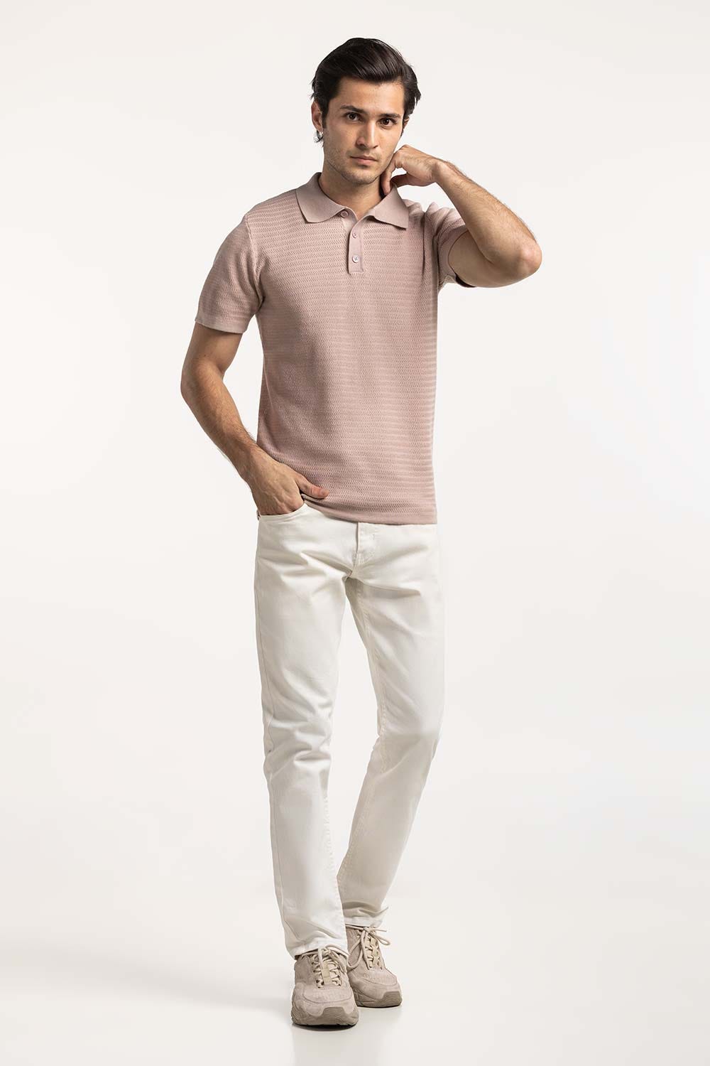 Sweater Knit Textured Polo