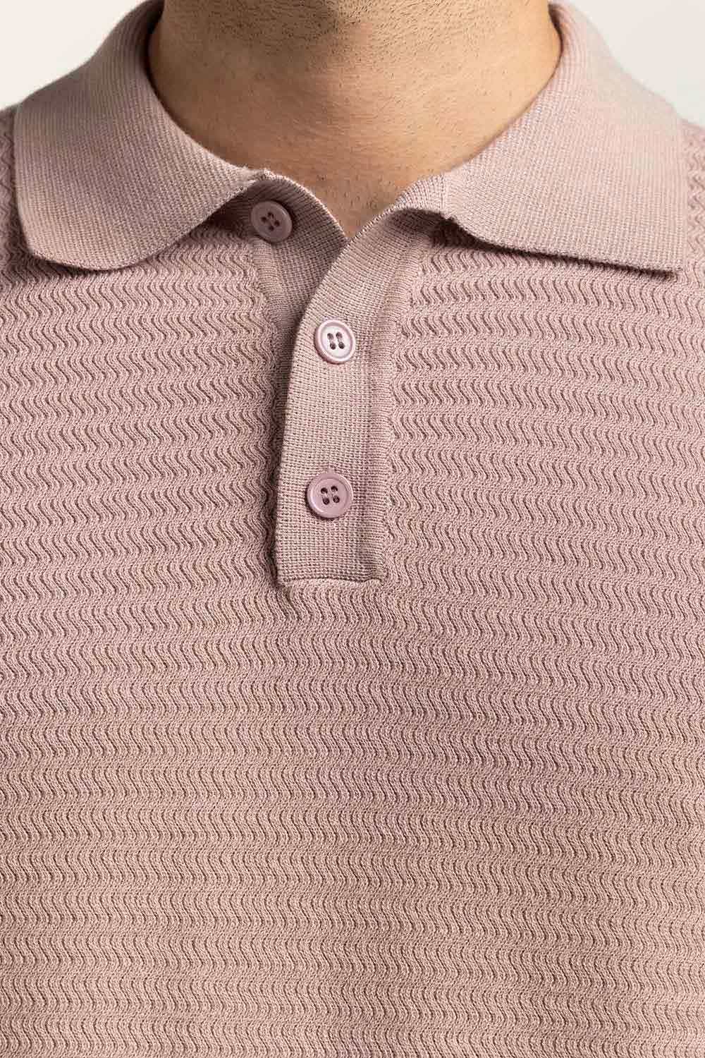 Sweater Knit Textured Polo