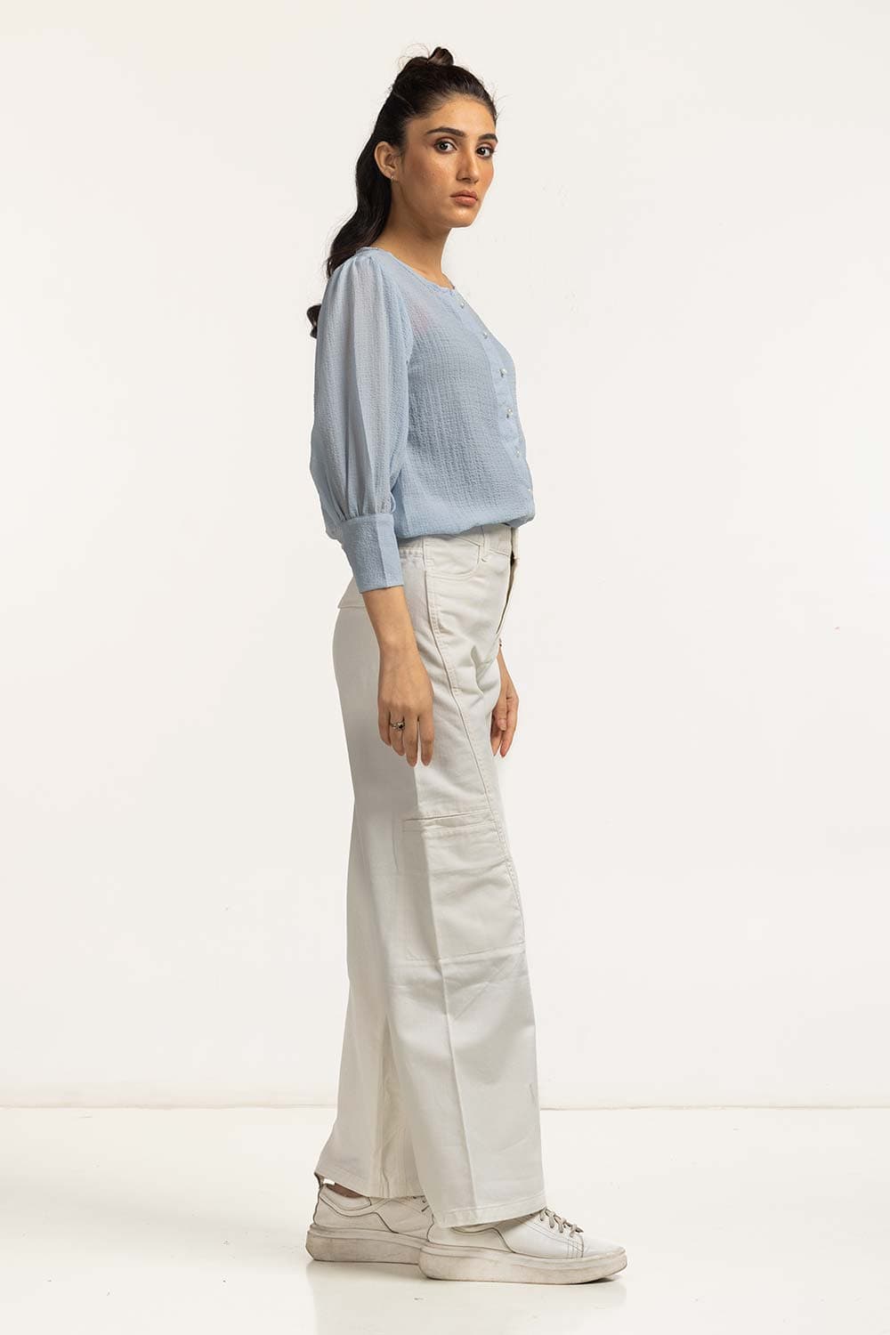 Textured Round Neck Blouse