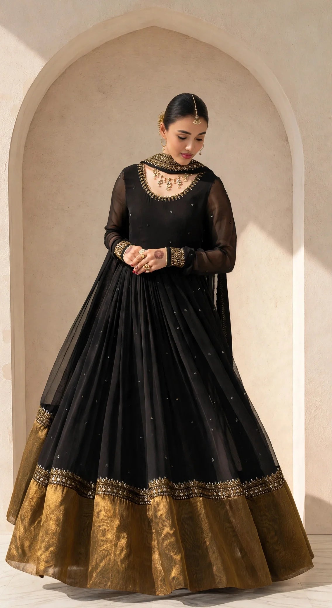 Zarnab - Black Gold 3-Piece Stitched