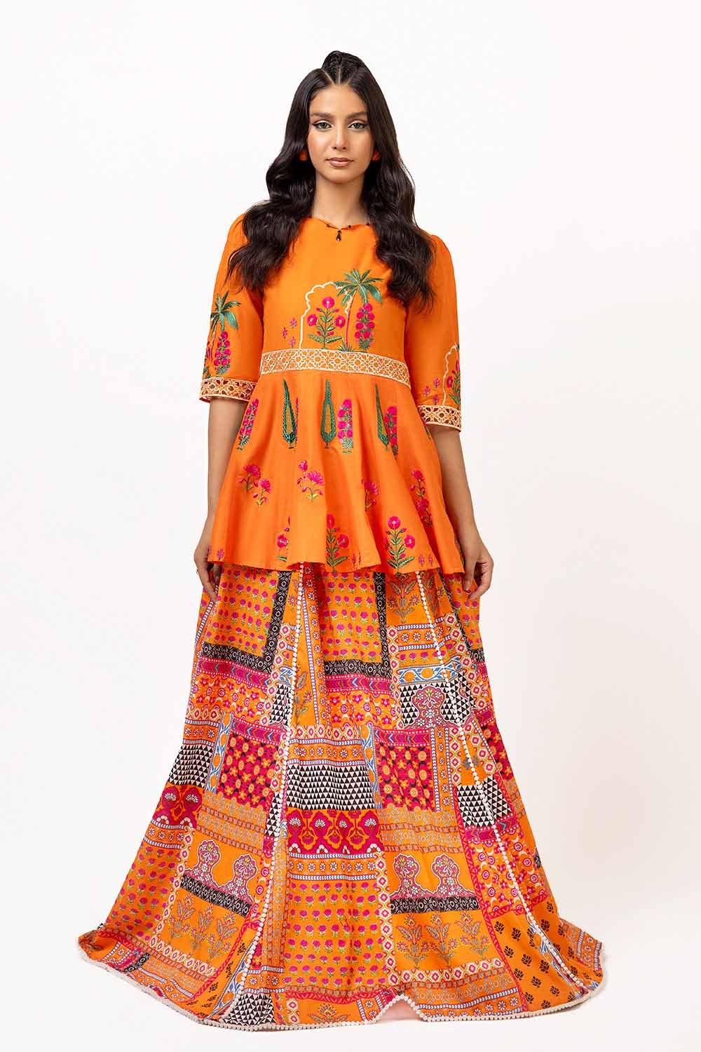 2 Piece Unstitched Embroidered Lawn Suit With Printed Lawn Trouser