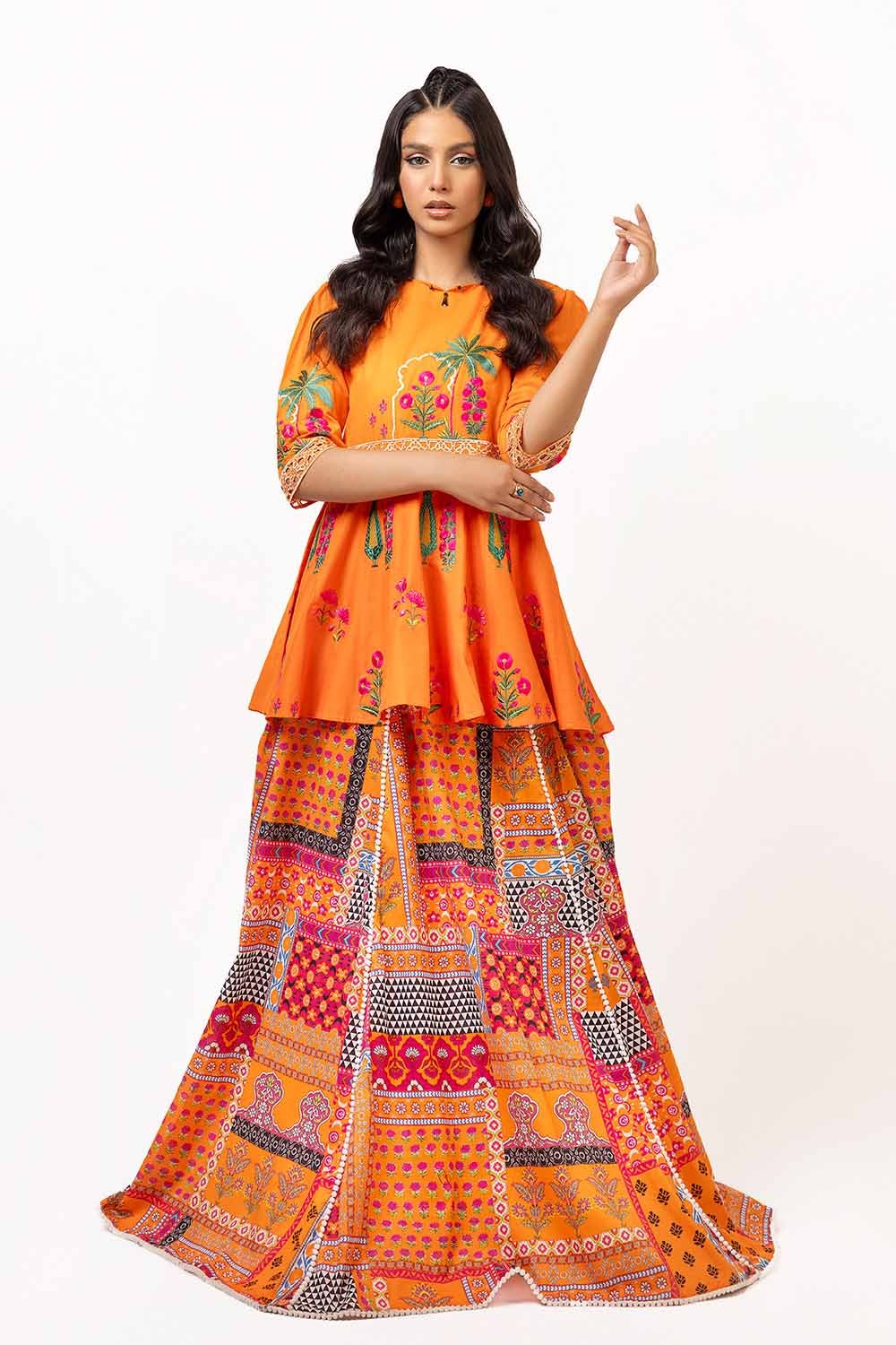 2 Piece Unstitched Embroidered Lawn Suit With Printed Lawn Trouser