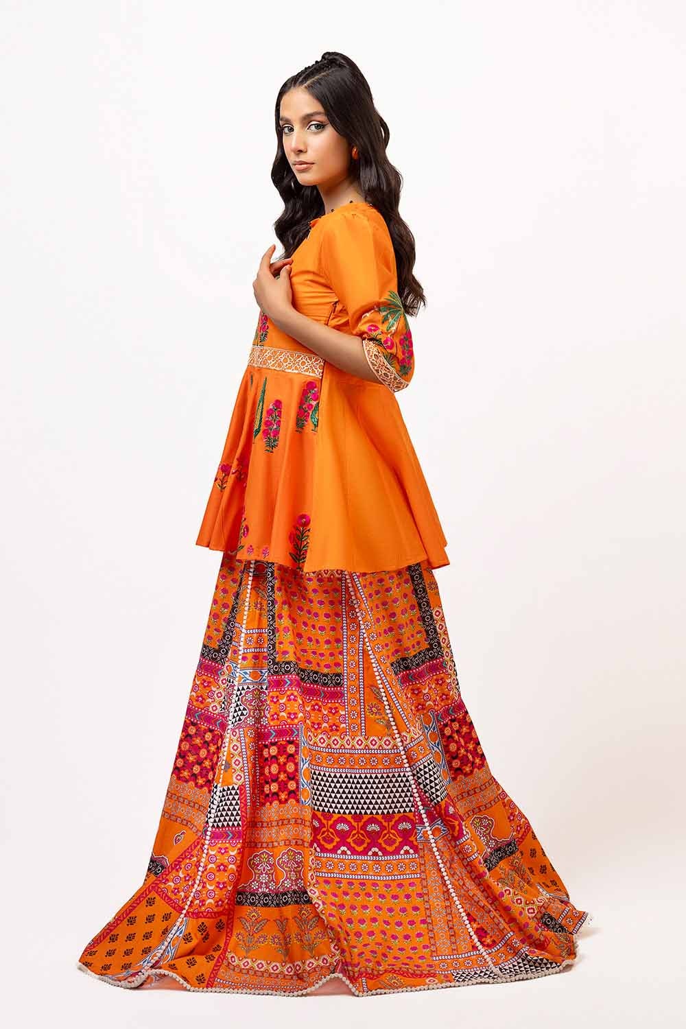 2 Piece Unstitched Embroidered Lawn Suit With Printed Lawn Trouser