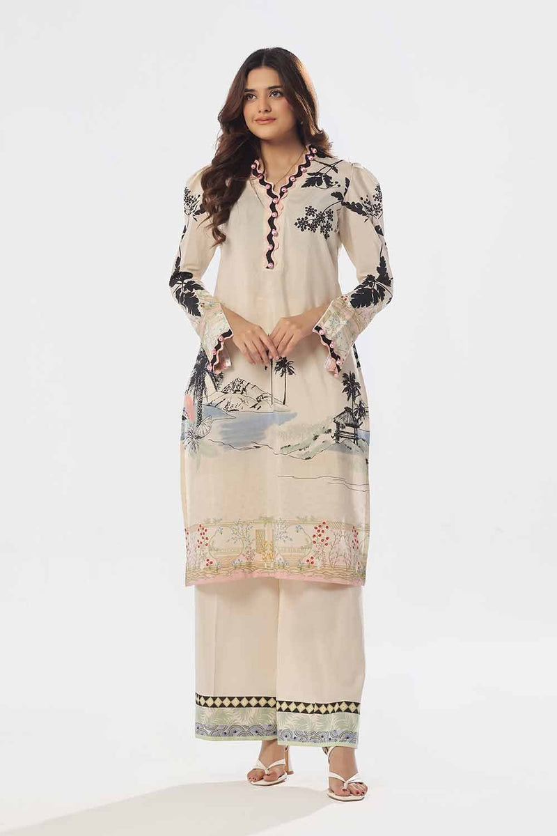 2 Piece Unstitched Printed Jacquard Suit