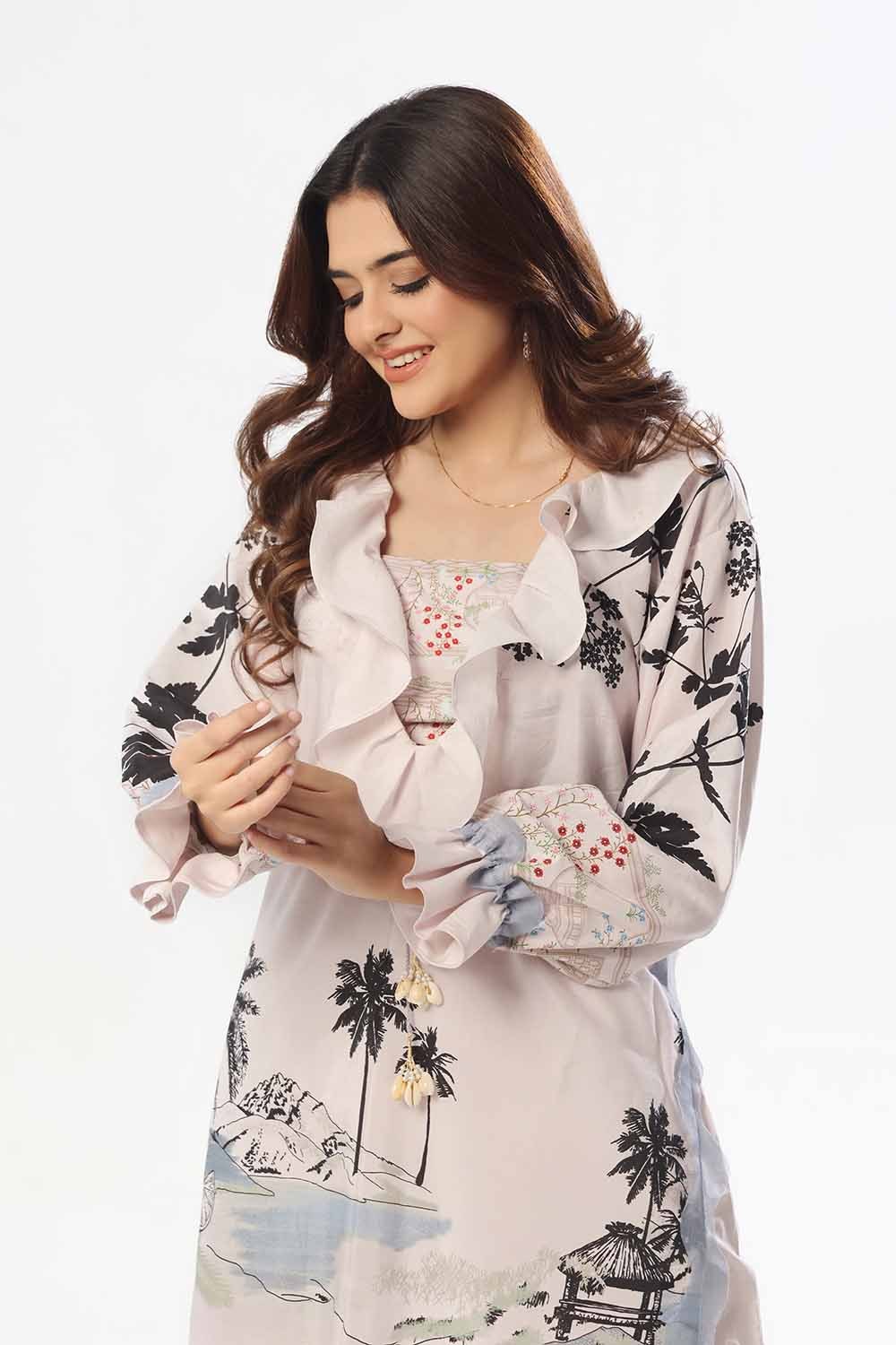 2 Piece Unstitched Printed Jacquard Suit
