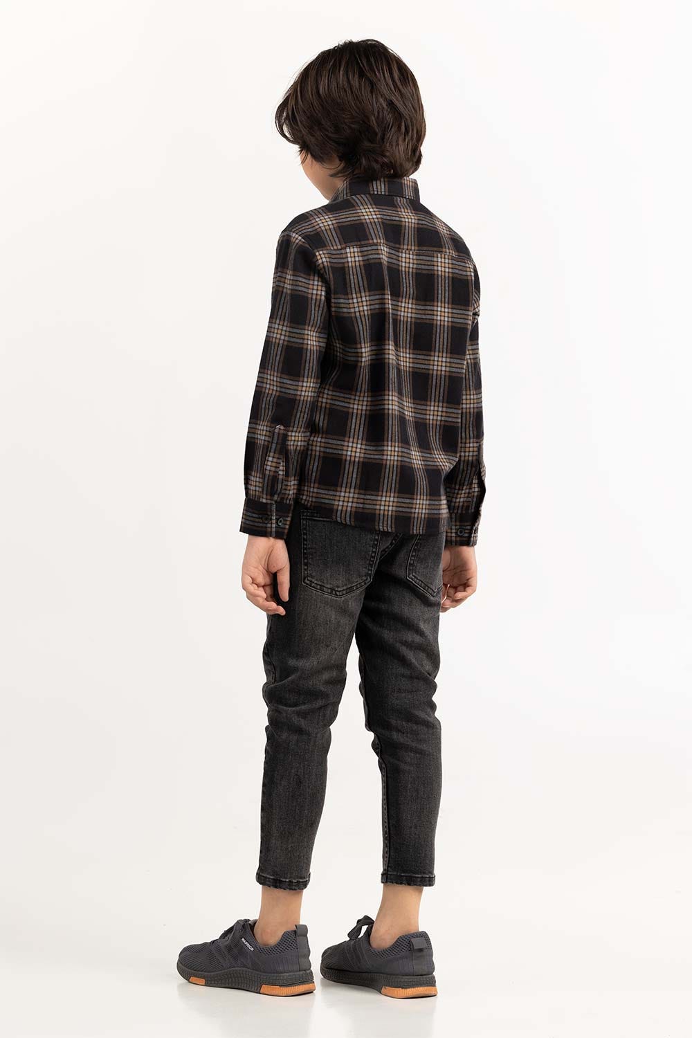 Toddler Boy Black Silver Checkered Casual Shirt