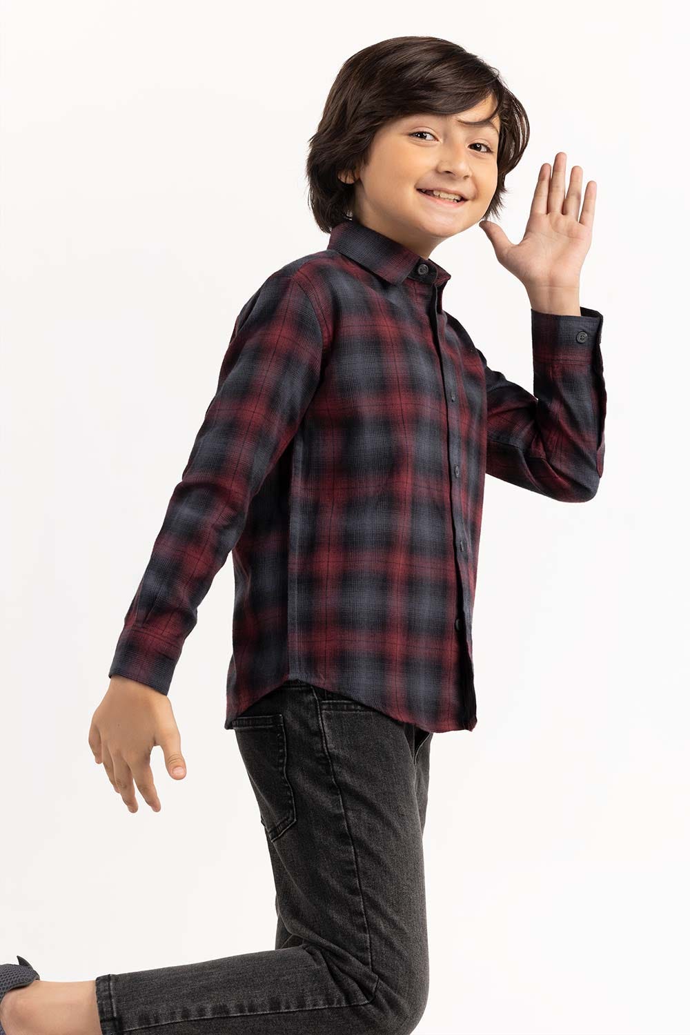 Toddler Boy Red And Black Casual Shirt