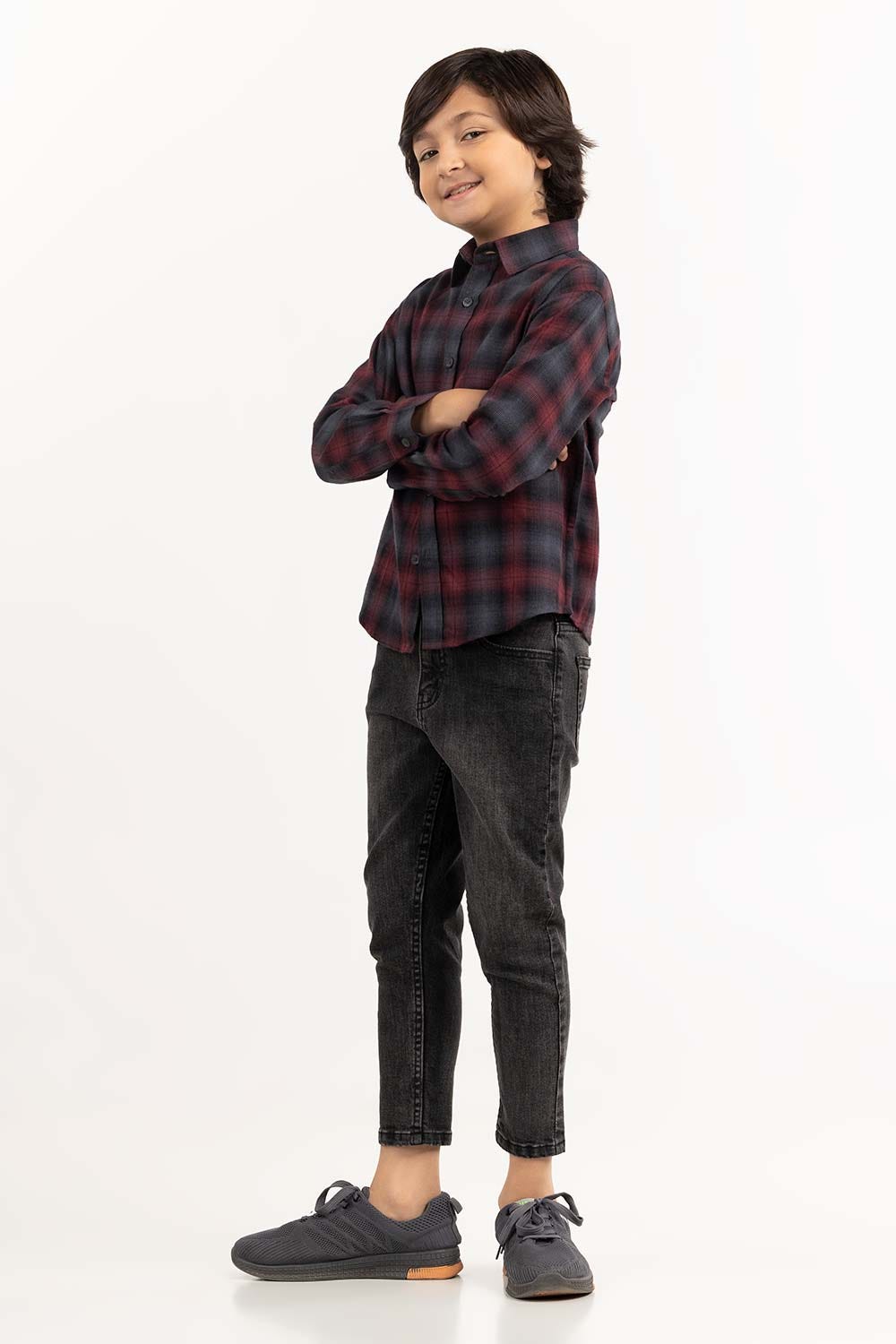 Toddler Boy Red And Black Casual Shirt