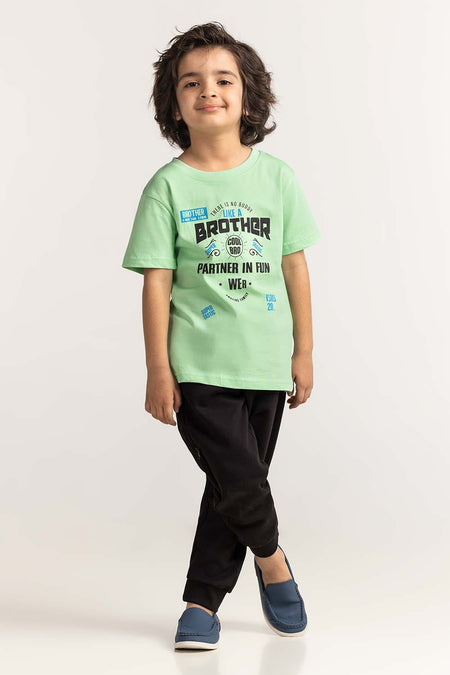 Toddler Boy Green Printed Tee