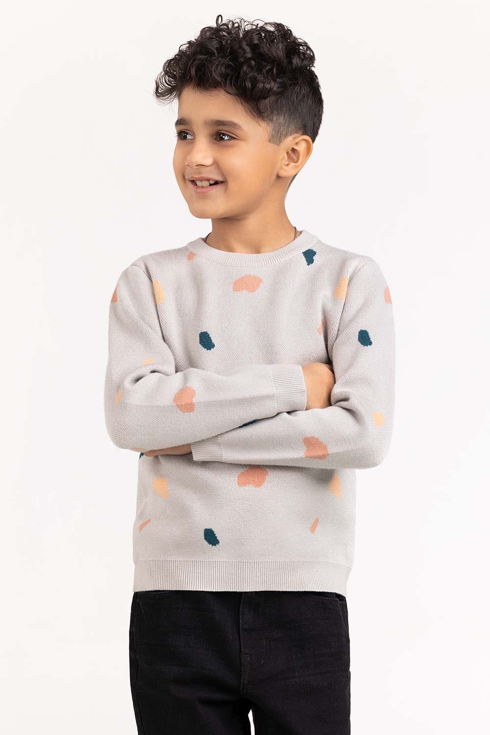 Toddler Boy Light Grey Knit Sweater