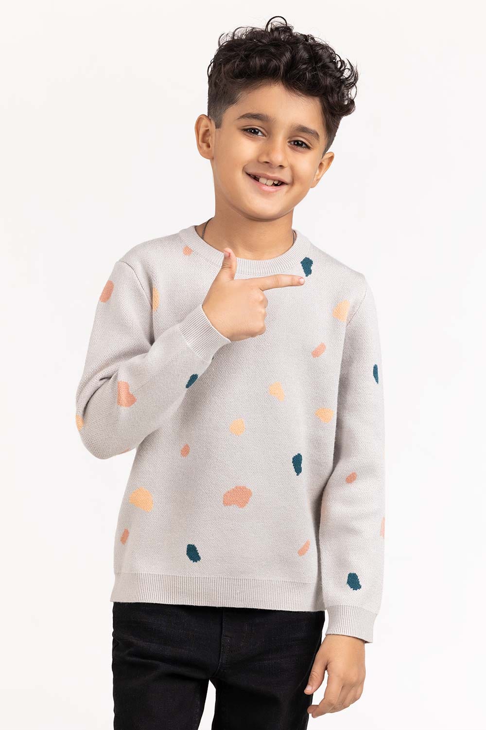 Toddler Boy Light Grey Knit Sweater