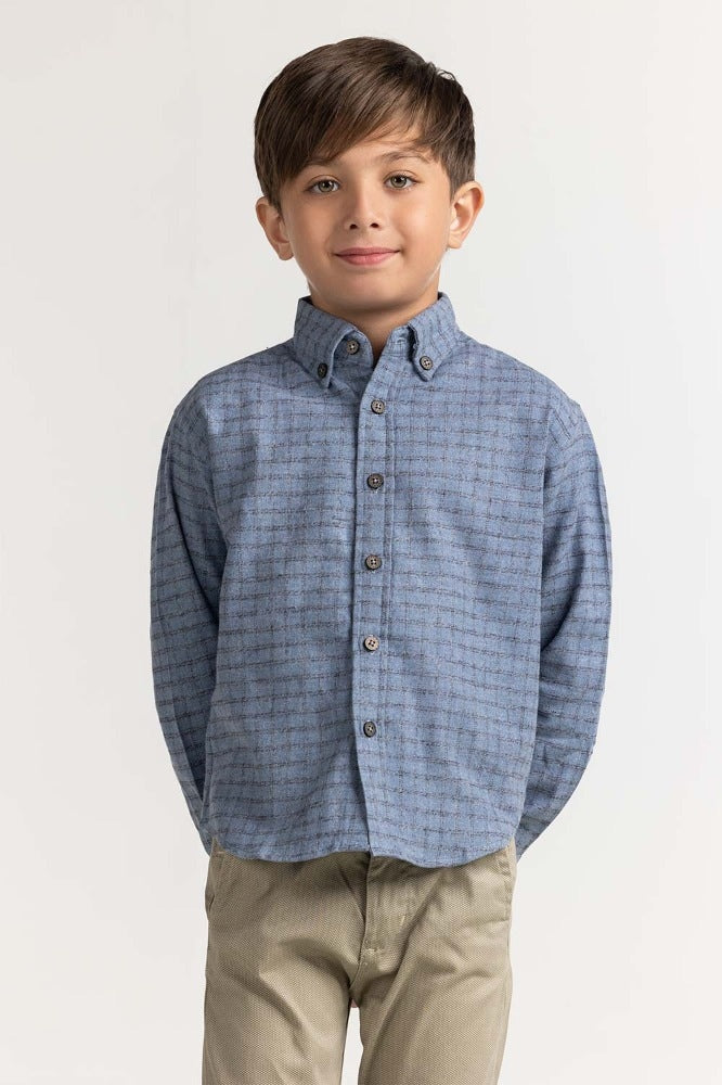 Toddler Boy Sky Checkeredcasual Shirt