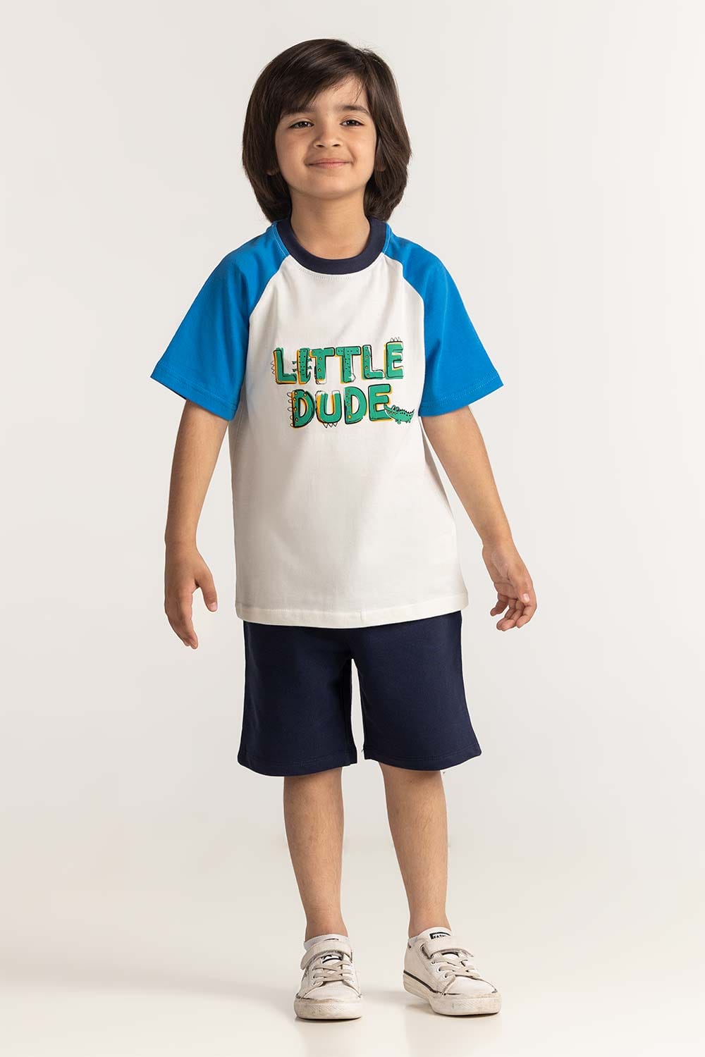 Toddler Boy White Blue Printed Tee
