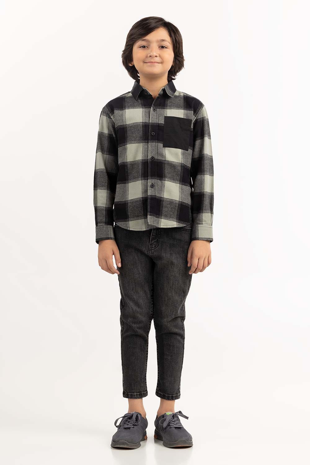 Toddler Boy Green And Black Casual Shirt