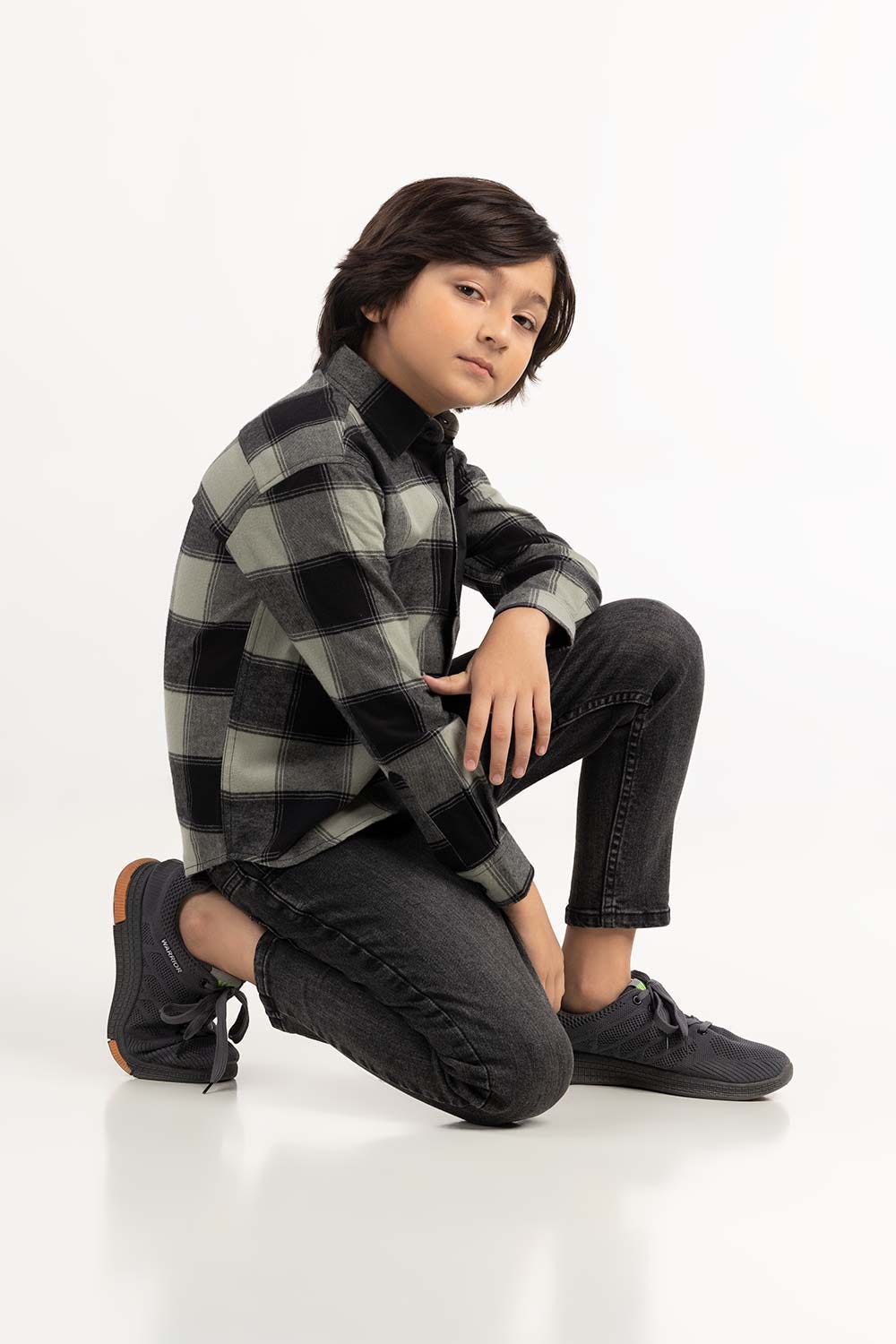 Toddler Boy Green And Black Casual Shirt