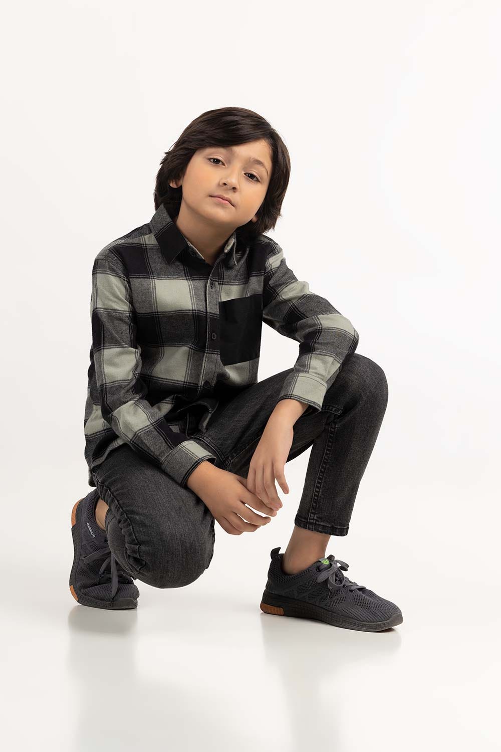 Toddler Boy Green And Black Casual Shirt