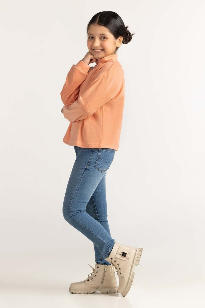 Toddler Girl Basic Knitted Sweatshirt