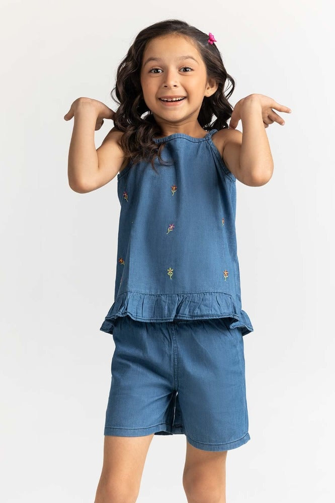 Toddler Girl Blue Basic Blouse