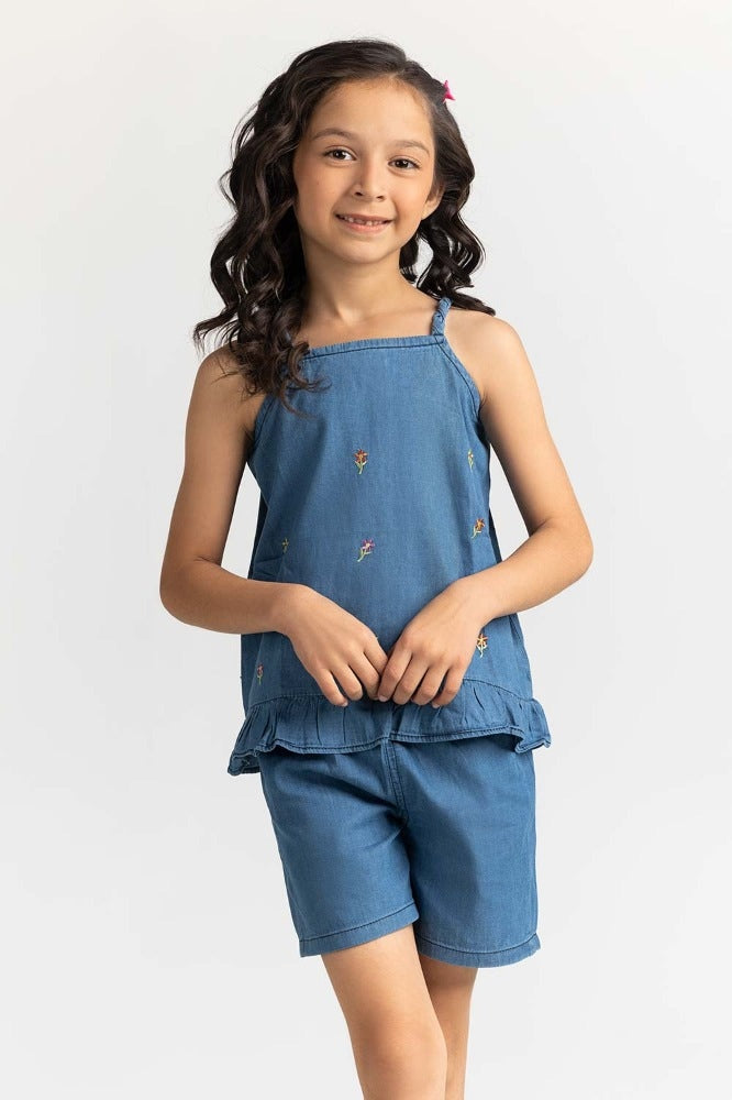 Toddler Girl Blue Basic Blouse