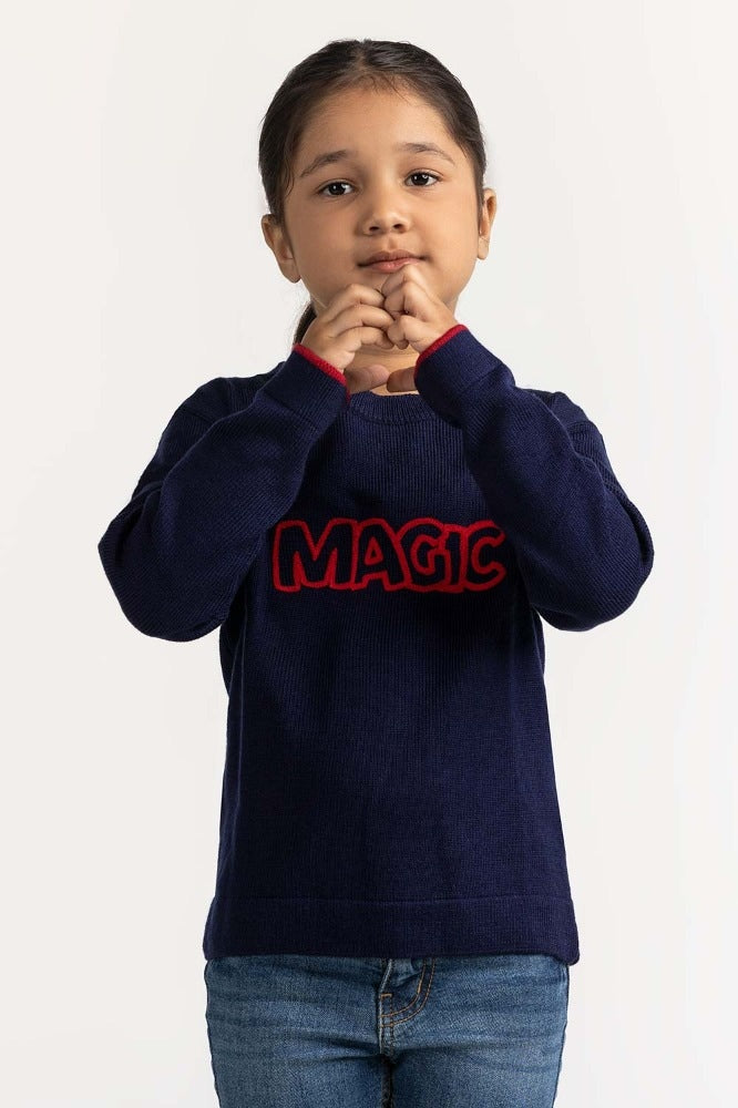 Toddler Girl Blue Basic Sweater