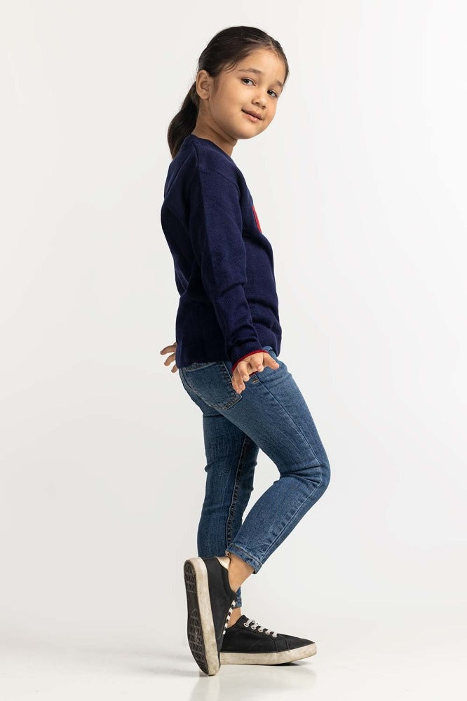 Toddler Girl Blue Basic Sweater