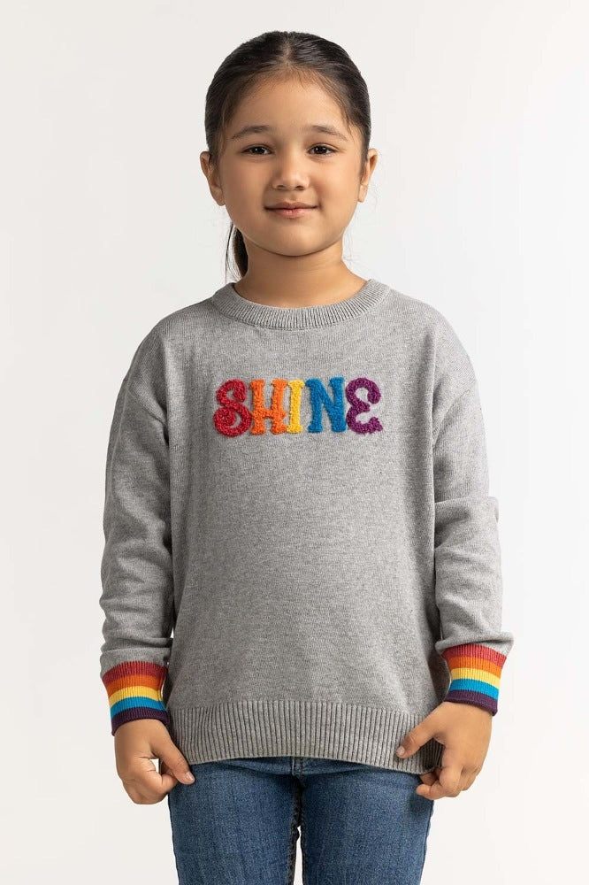 Toddler Girl Grey Basic Sweater