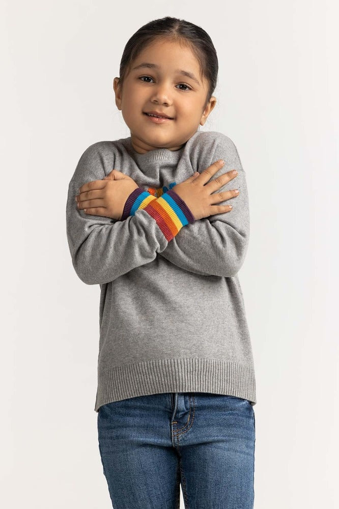 Toddler Girl Grey Basic Sweater